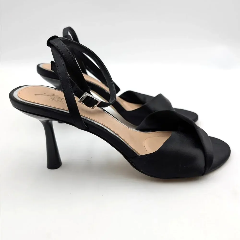 Jewel Badgley Mischka Kaia Ankle Strap Sandals Women's Black Size US8 EU38.5